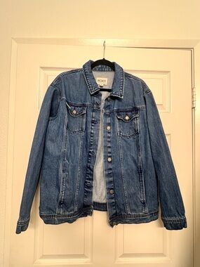 Roxy Medium Blue Denim Jacket with Button Front